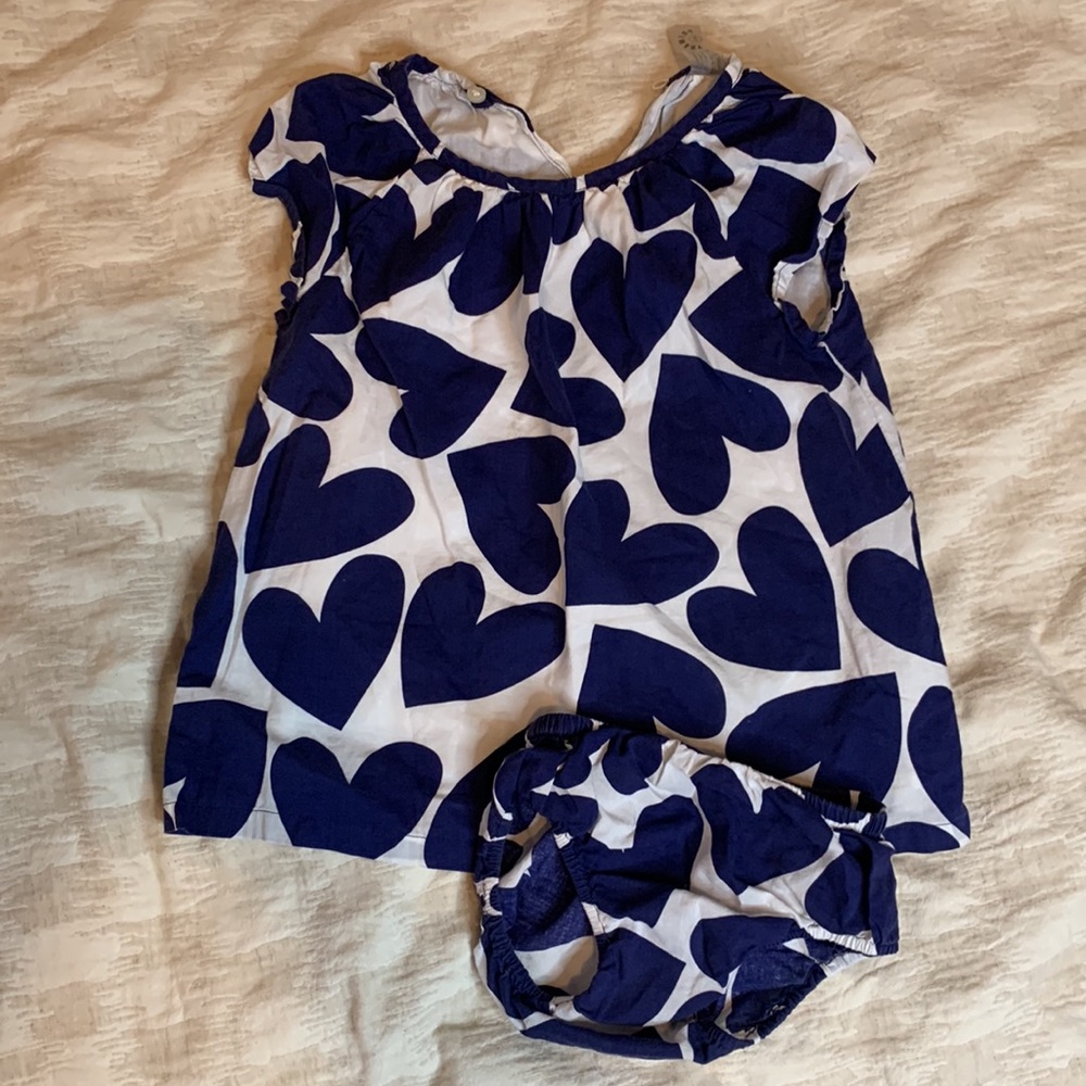Primary 💙 Navy Hearts Dress with Bloomers 12-18m Tunic Top Shirt Girls Toddler